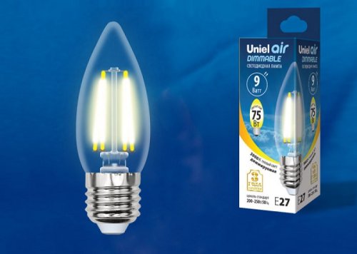 Лампа светодиодная диммируемая Uniel Air C35 Свеча LED-C35-9W/NW Е27 220В 9Вт 4000К фото Лампа светодиодная диммируемая Uniel Air C35 Свеча LED-C35-9W/NW Е27 220В 9Вт 4000К картинка